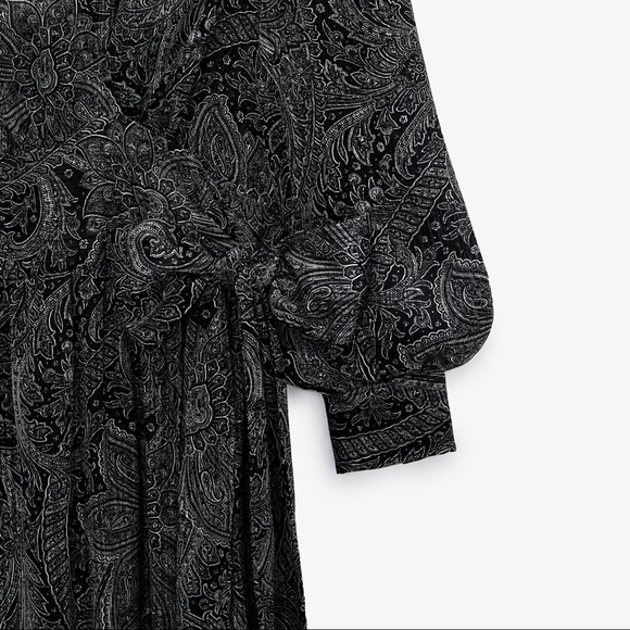 ZARA LONG PRINTED WRAP DRESS - Picture 12 of 12